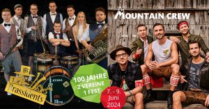 Banner mit den zwei Bands The Brassidents und Mountain Crew